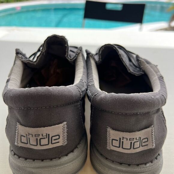 Hey Dude Gray Loafers Slip-Ons Casual Wally Washed - Picture 3 of 8